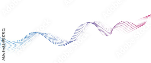 Flowing Dot Wave halftone gradient pattern on transparent background	

