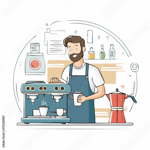 Barista expertly crafting coffee with modern espresso machine for delicious cafe drinks