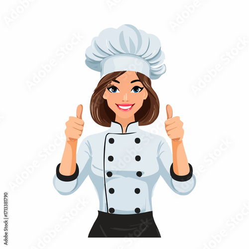 Smiling chef giving thumbs up, conveying success and approval, perfect for culinary projects