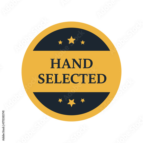 Hand Selected gold and dark blue circular badge with stars, indicating quality and premium choice