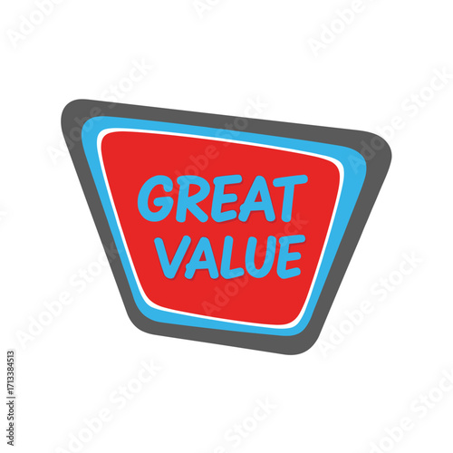 Great Value text on a red badge with blue and grey borders, indicating a good deal or discount