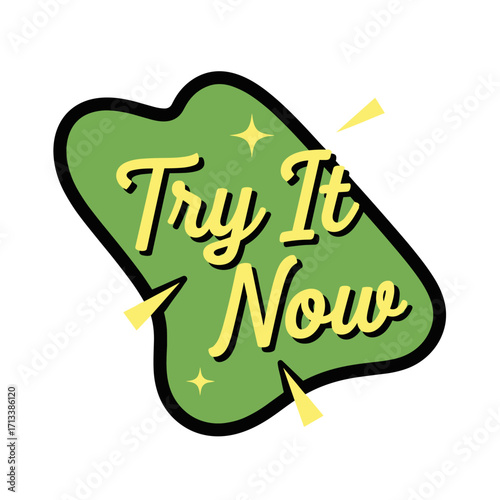 Eye-Catching Green Try It Now Graphic for Promotions and Marketing