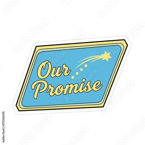 Promotional Sticker Featuring Elegant Text and Iconic Design for Brand Identity