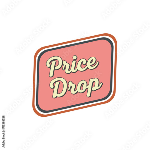 Price Drop retro style sales sticker or label for retail promotions and discount announcements
