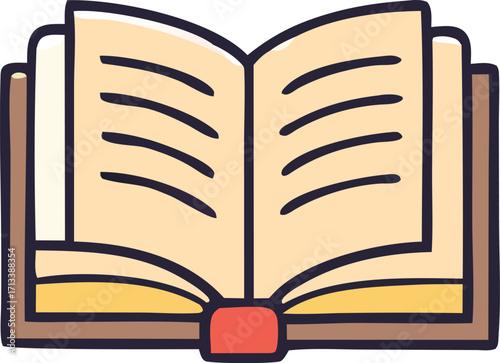Open book drawing iconic image symbol of knowledge learning education reading and literature for design projects