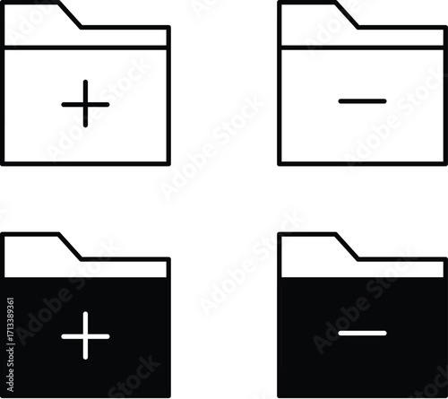 Add and Remove Folder Icons - File Management Vector