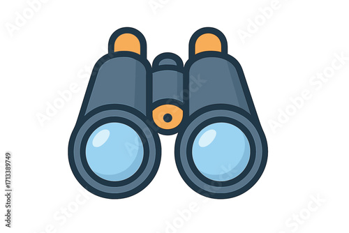 Binoculars icon. Flat design vector illustration. Concept for searching, discovery, vision, exploration, travel, and birdwatching. Simple spyglass symbol for web design.