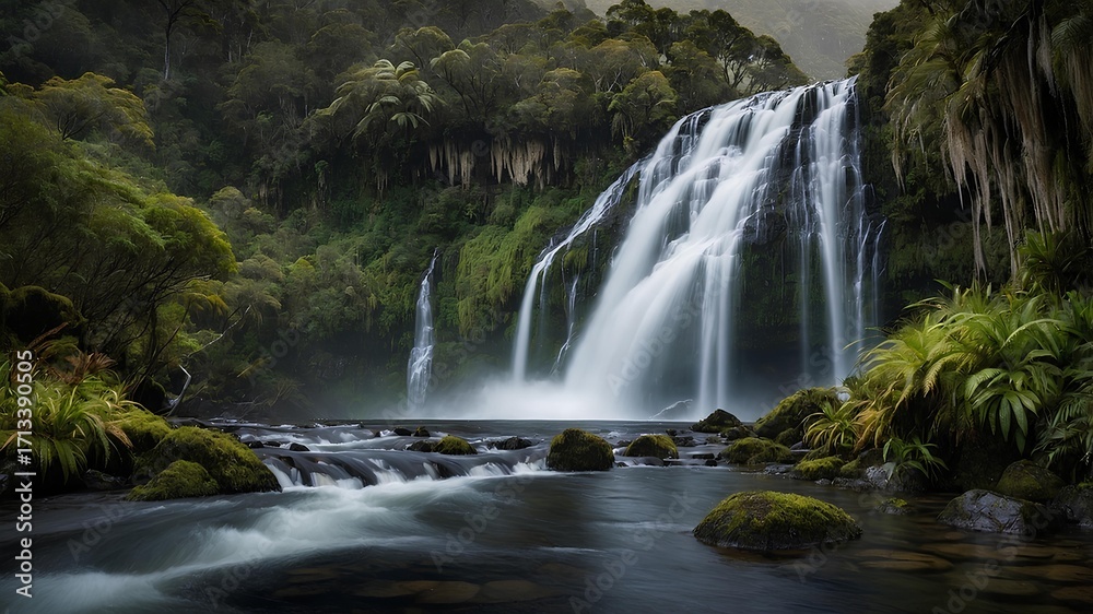 Fototapeta premium Sutherland Falls New Zealand Travel Guide: Discover One of the World’s Tallest Waterfalls, Stunning Fiordland Landscapes, Hiking Trails, and Unforgettable Adventures