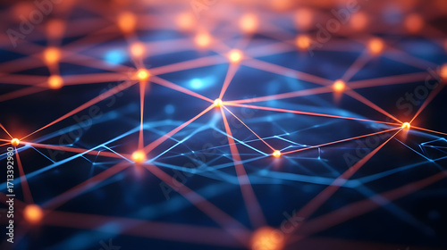 Close-up of interconnected lines and nodes illustrating a network, symbolizing digital connectivity and modern technology.