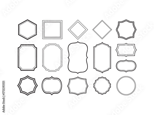 Collection of decorative ornate frames and borders silhouette vector isolated on white background.