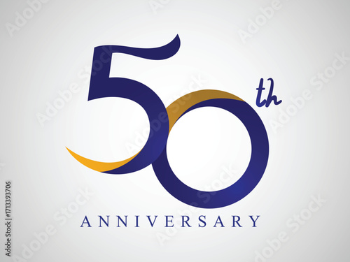 50 years anniversary Logo Design with blue and old yellow color