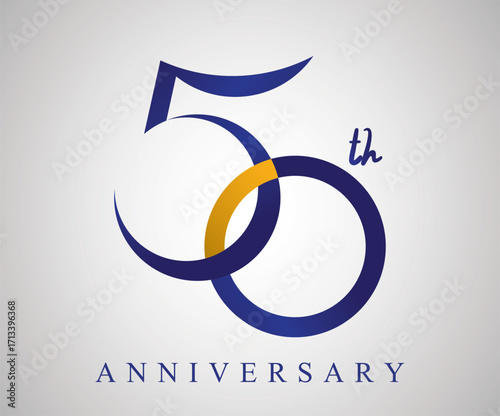 50 years anniversary Logo Design with blue and old yellow color