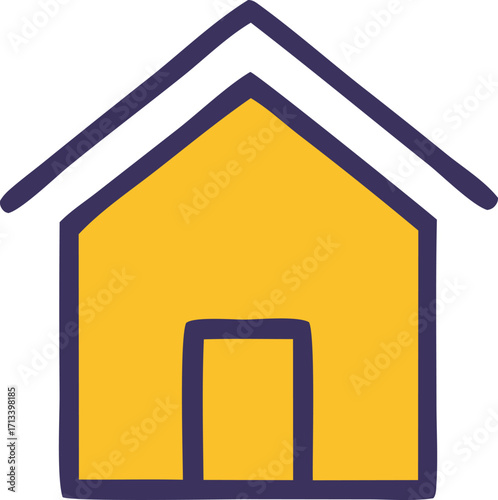Charming hand drawn yellow house icon simple architectural symbol for home property real estate design elements