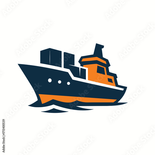Cargo Ship Freighter Vector Icon