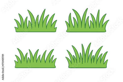 Green grass turf set. Vector cartoon illustration. Lawn meadow patch icon symbol. Nature plant for spring or summer design. Fresh eco bio foliage element. Flat border design.