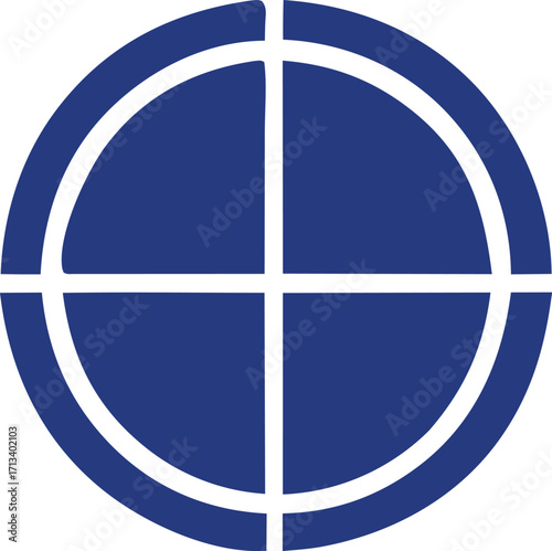Classic blue and white circular target symbol geometric design simple iconic representation of aim and precision