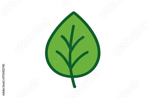 Green leaf icon vector. Simple flat plant symbol. Eco, bio, vegan, and organic food sign. Natural foliage element for logo design. Freshness and ecology concept illustration.