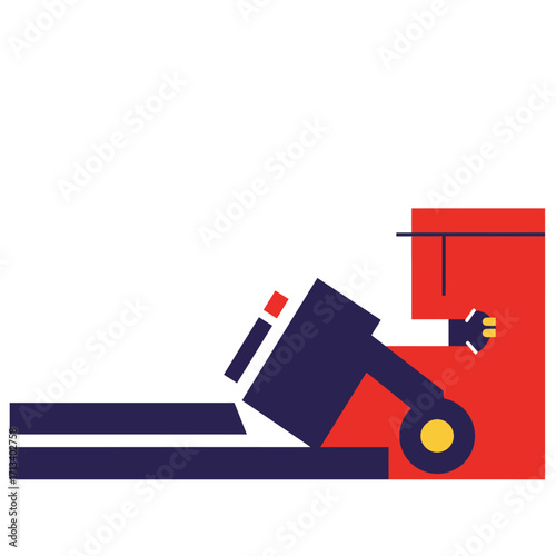 Abstract Industrial Machine Graphic Illustration on Isolated White Background