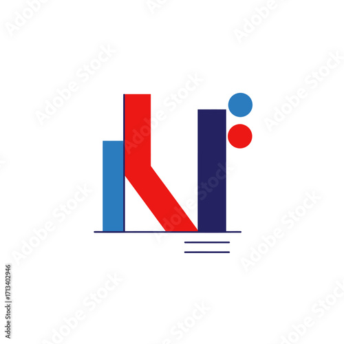 Modern KLN Logo with Geometric Shapes and Vibrant Colors for Creative Branding