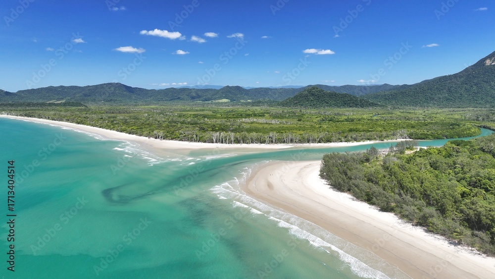 Fototapeta premium Coastline beautiful mountains wild beach Australia
