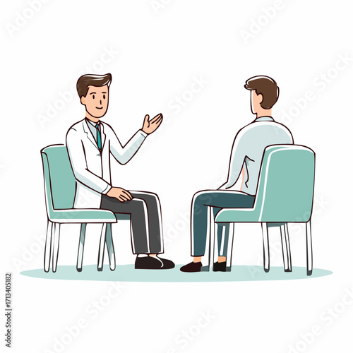 Psychiatrist consulting with patient during therapy session in a calm, supportive environment
