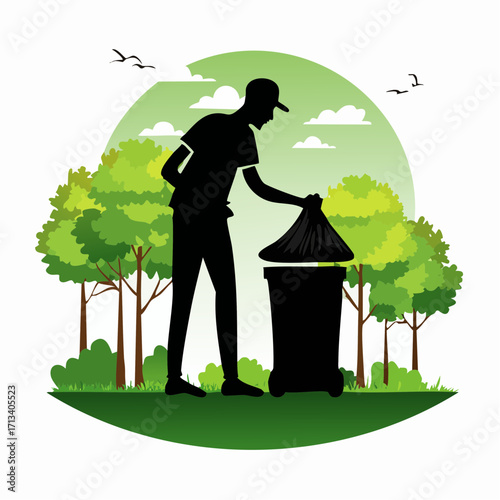 Volunteer diligently cleaning up the park, promoting environmental responsibility and community care