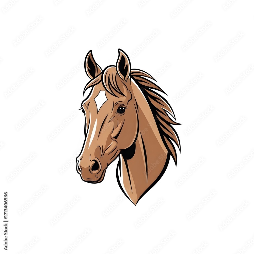 Fototapeta premium Stylized Brown Horse Head Illustration in Artistic Style for Logo Design