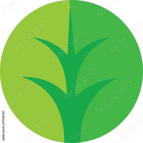 Vibrant green grass symbol inside a circle represents growth nature agriculture and sustainability for eco-friendly concepts