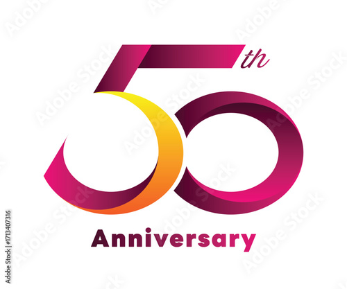 50 years anniversary logo modern design in purple and yellow color