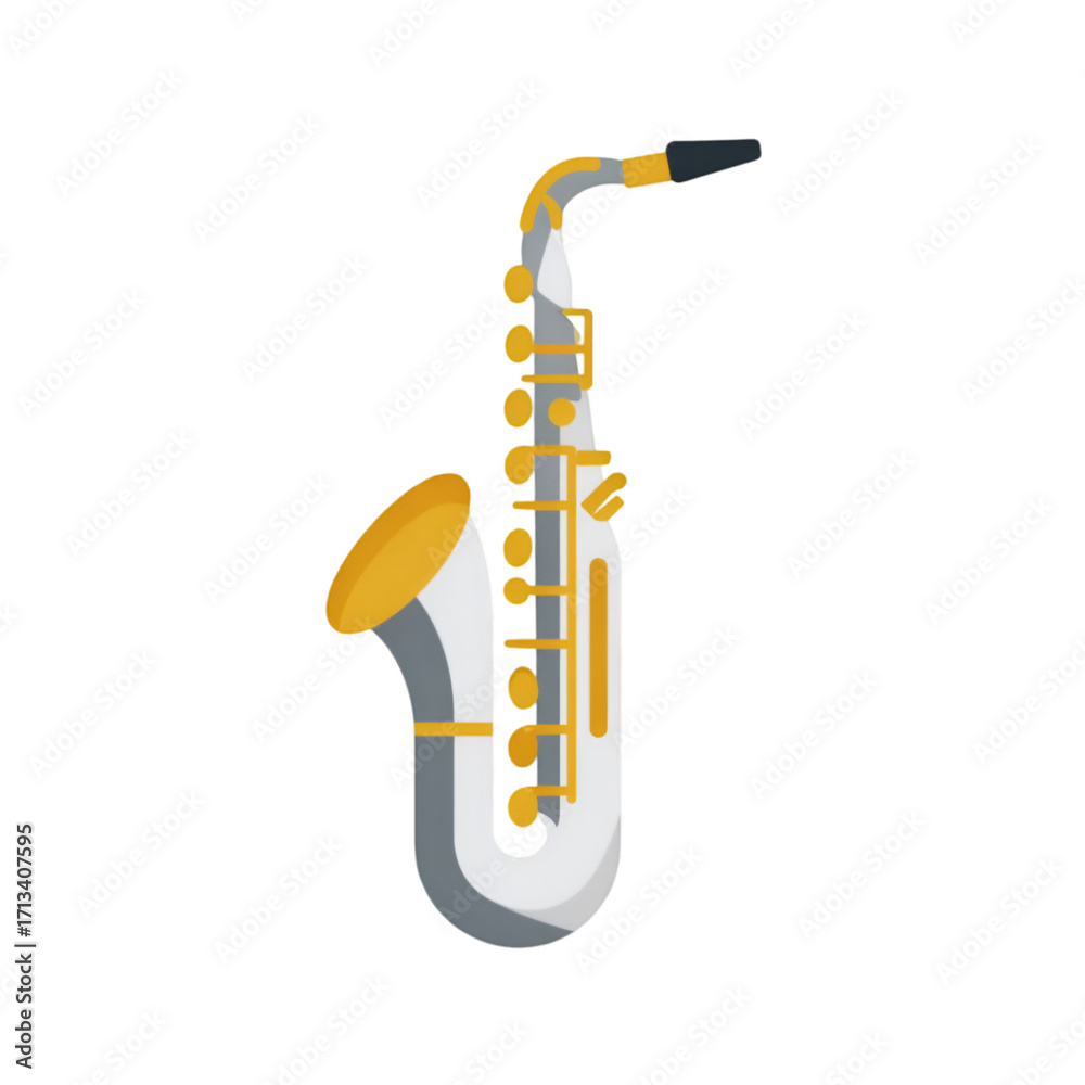 Naklejka premium A vibrant saxophone illustration representing jazz music's elegance and spontaneity, perfect for musical themes and creative projects.
