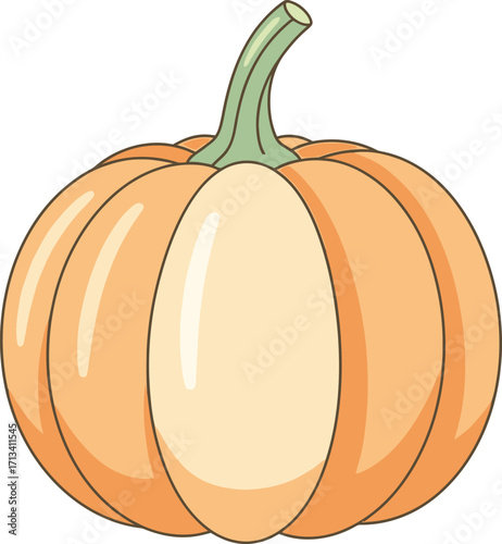 Autumnal Pumpkin Delight: A vibrant illustration of a single pumpkin, perfect for seasonal designs, capturing the essence of autumn's bounty.