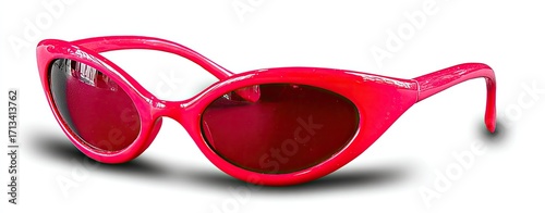 Pair of bright pink oval-shaped sunglasses