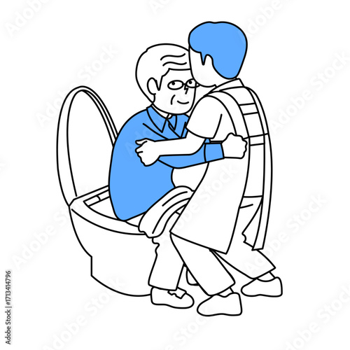 高齢者をトイレ介助する介護士