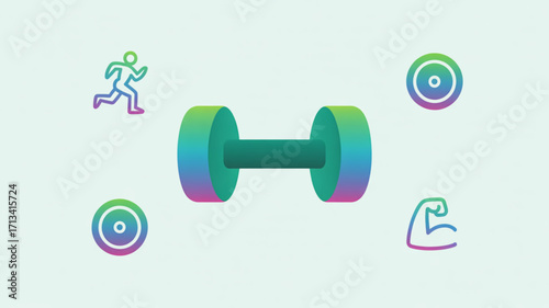 Fitness lifestyle dumbbell workout exercise gym training strength bodybuilding weightlifting equipment health 100