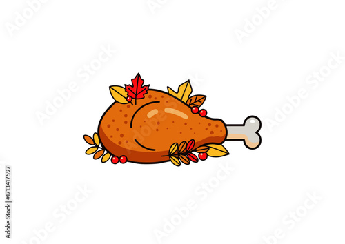 roasted turkey leg icon, autumn feast theme