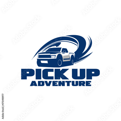 Off Road 4x4 Utility Vehicle Logo Icon. All-Terrain Pickup Truck Symbol. Auto Garage 4wd Showroom Dealership Badge. Vector Illustration