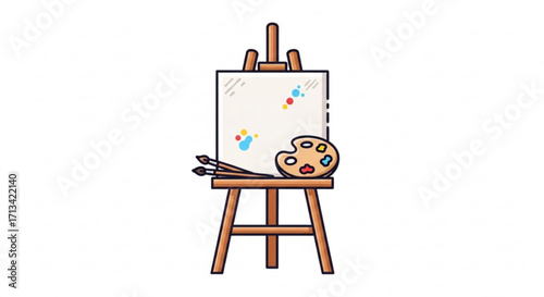 Canvas art easel painting illustration for artist studio and creative hobby design and art supply vector