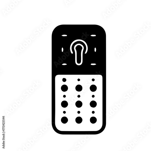 Smart Lock Black and White Vector Illustration