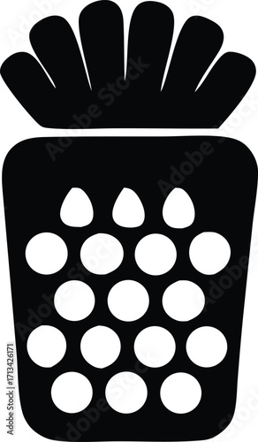 Simple icon of french fries with a kraft paper container minimalist food symbol graphic design element for menus and apps