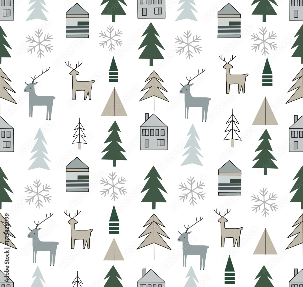 Obraz premium Scandinavian Winter Seamless Pattern