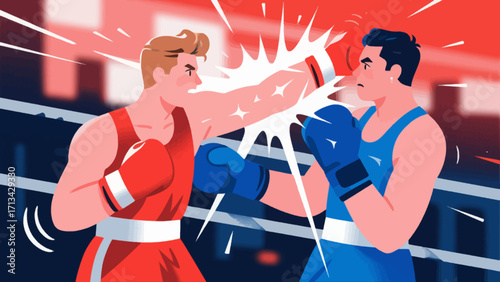 A person is boxing, hand-drawn vector illustration
