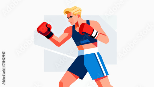 A person is boxing, hand-drawn vector illustration