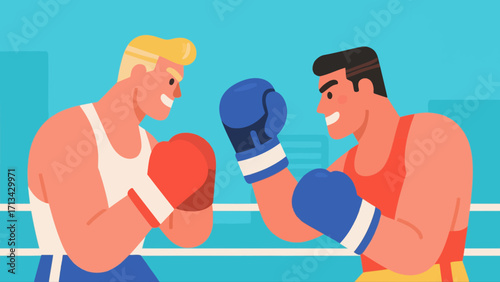 A person is boxing, hand-drawn vector illustration