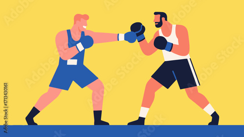 A person is boxing, hand-drawn vector illustration