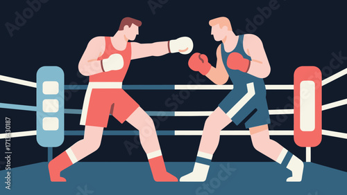 A person is boxing, hand-drawn vector illustration