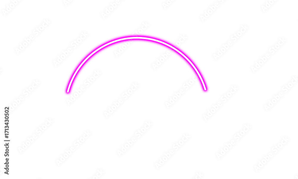 Naklejka premium pink color neon glowing curved line, pink neon glowing arc, neon effect on white background