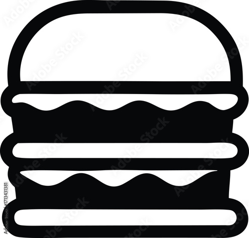 Simple silhouette icon of a double cheeseburger ready to eat delicious fast food meal