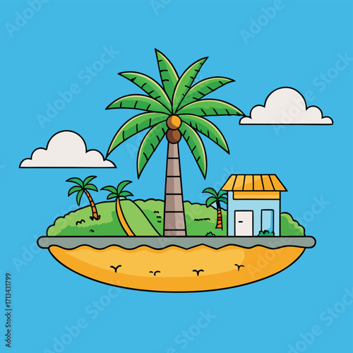 tropical island with palm trees