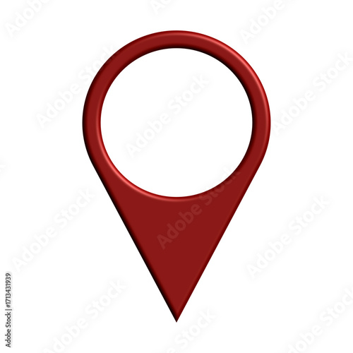 Red 3D map pin location marker for navigation and destination.