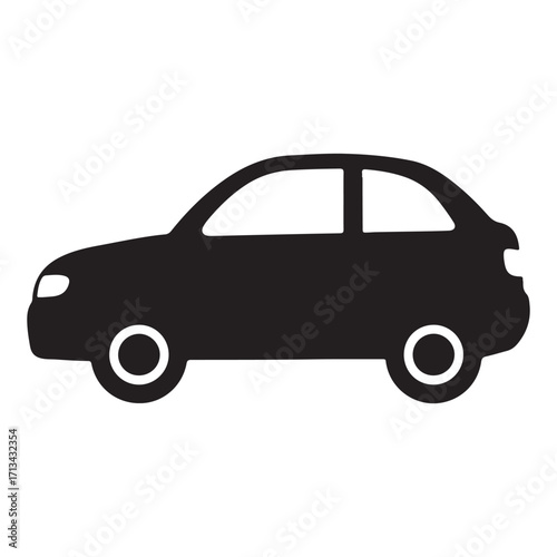 Black car silhouette on white background vector illustration for transportation design elements and automotive industry marketing materials representing car ownership